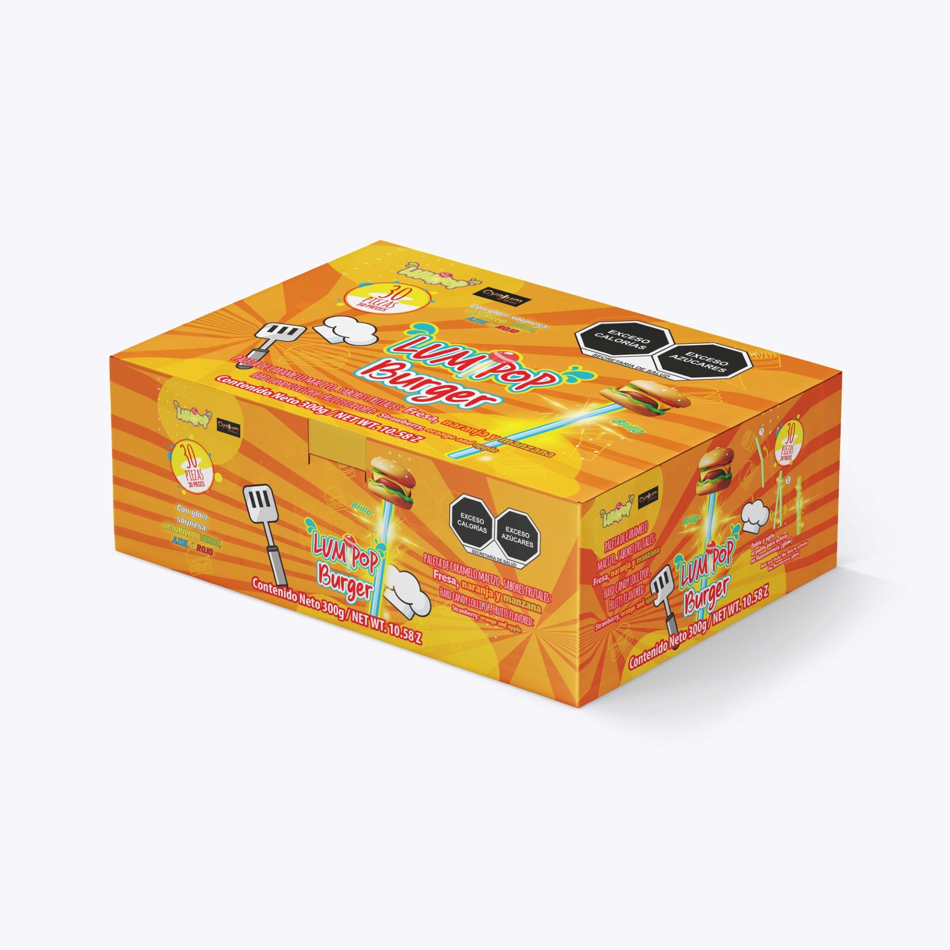 Paletas Fluorescentes LumiPop – Display con 30 Pzas